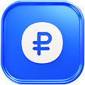 Синяя иконка с символом рубля