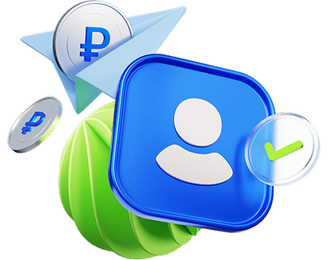 Иконка пользователя с рублями и галочкой